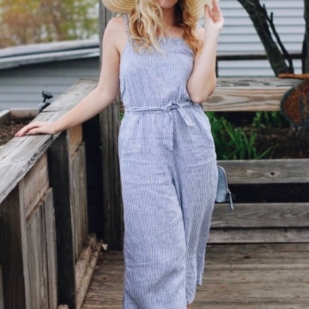 New Old Navy Striped Blue White Capri Romper XXL
